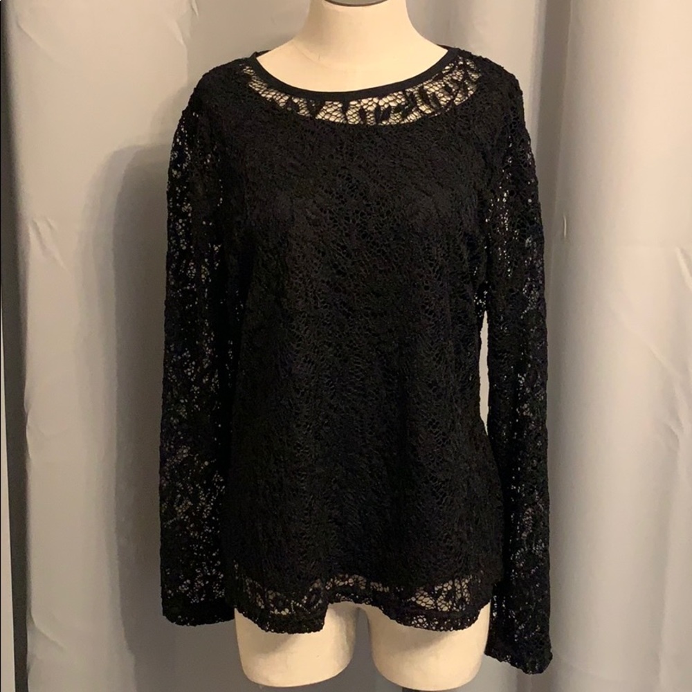 Black long sleeve croft and barrow blouse Size L